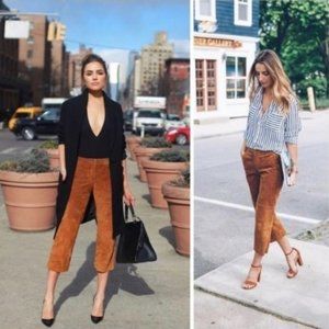 Express Genuine Suede Flat Front Pants Culottes